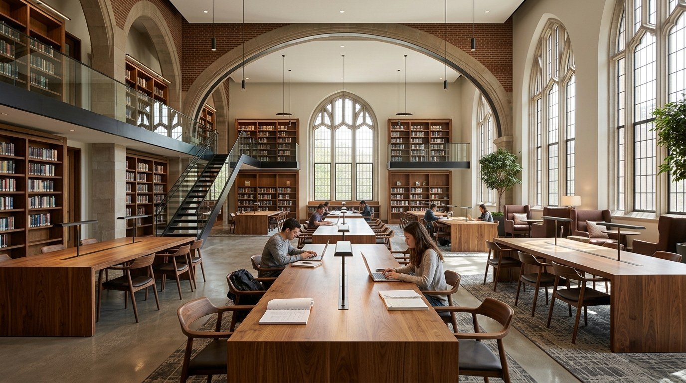 Ivy League Library Study Setting